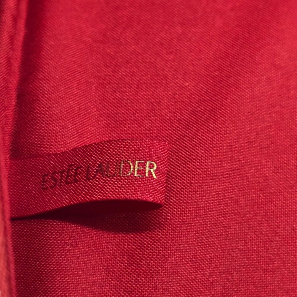 Estee Lauder Sleek Red Patent Leather Cosmetic Travel Bag W/ Gold Zipper Accents - Picture 2 of 12